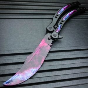 CSGO BUTTERFLY GALAXY BLACK BALISONG TRAINER KNIFE