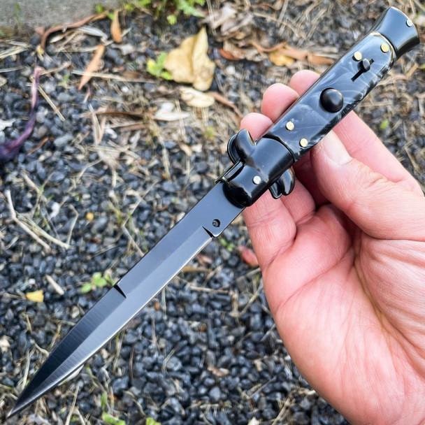 8.75_-Black-Italian-Stiletto-Switch-Blade-Pocket-Kn-5.jpg 8.75 Inch Black Italian Stiletto Switch Pocket Knife Black Pearl