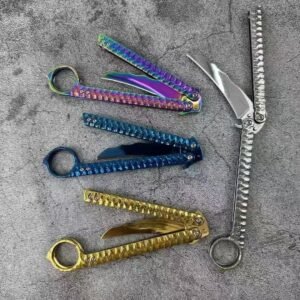Balisong Karambit Eagle Claw Variation Schleudermesser Farbe Titanium Edition